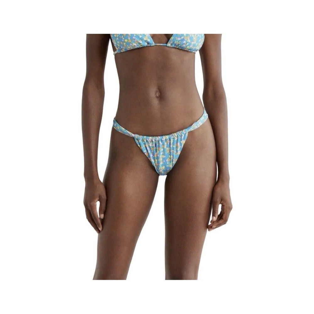 Kulani Kinis Ruched Thong La Belle Blue Bikini Swim Bottom Women’s XL New $60